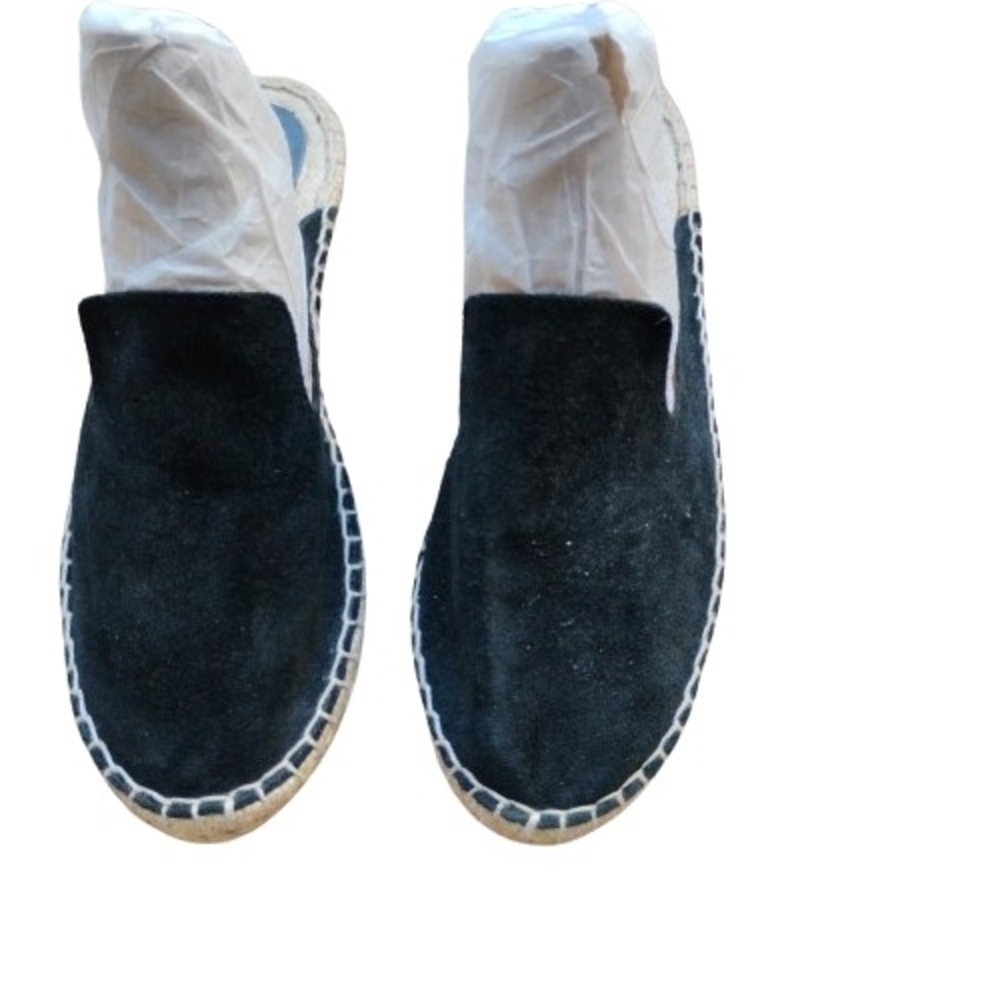 NWOB Black Johnny Was Olivia Suede Espadrille Mules Size 6.5 Slide‑On Boho Chic